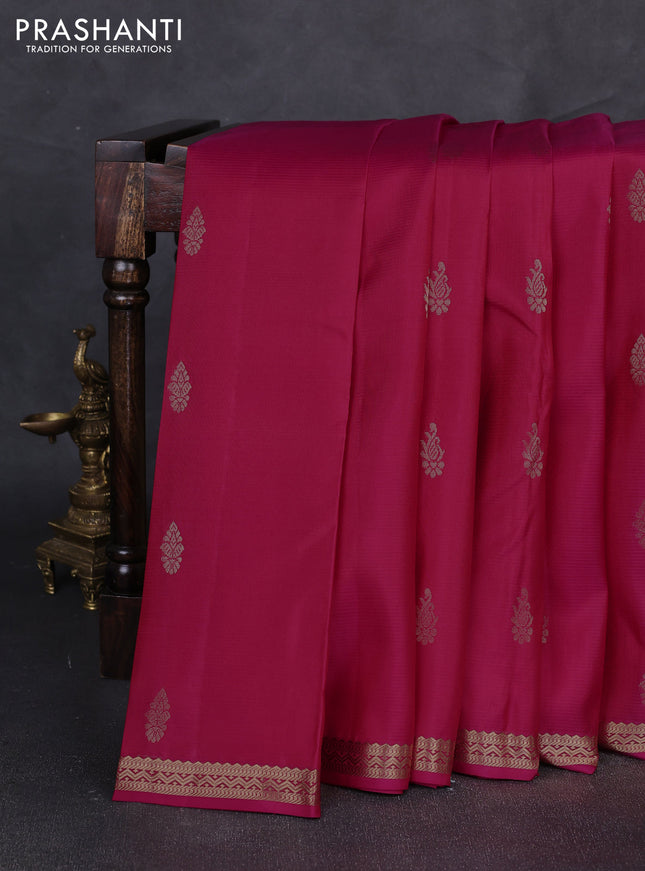 Pure kanchipuram silk saree pink with zari woven buttas and small zari woven border
