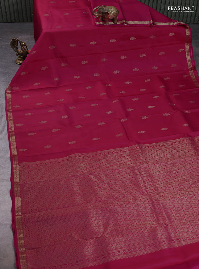 Pure kanchipuram silk saree pink with zari woven buttas and small zari woven border