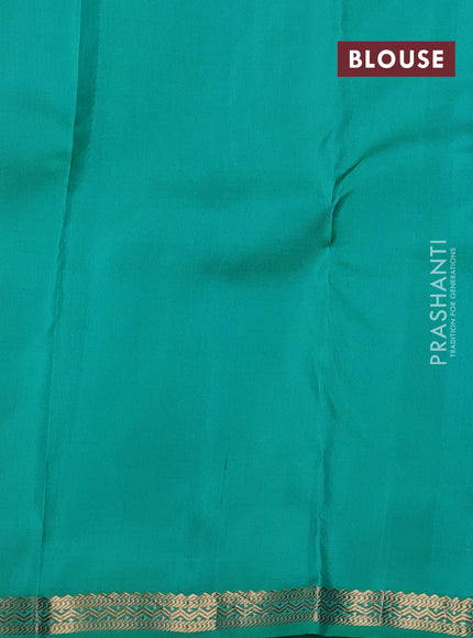 Pure kanchipuram silk saree purple and teal green with zari woven buttas and small zari woven border