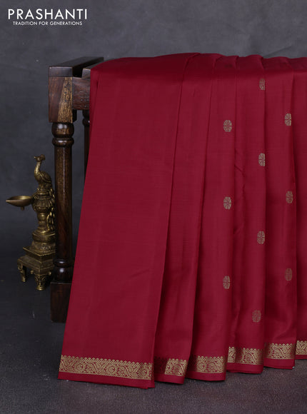 Pure kanchipuram silk saree maroon with zari woven buttas and small zari woven border