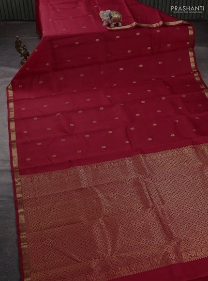 Pure kanchipuram silk saree maroon with zari woven buttas and small zari woven border