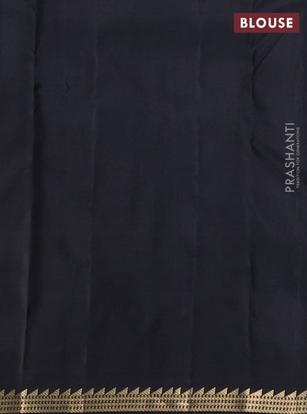 Pure kanchipuram silk saree black with zari woven buttas and small zari woven border