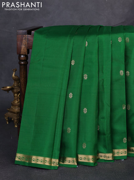 Pure kanchipuram silk saree green with zari woven buttas and small zari woven border