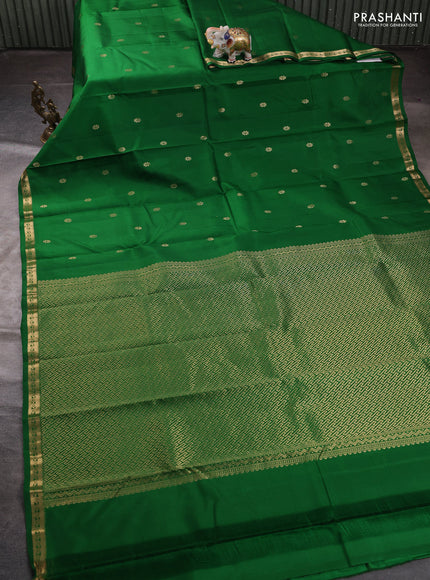 Pure kanchipuram silk saree green with zari woven buttas and small zari woven border