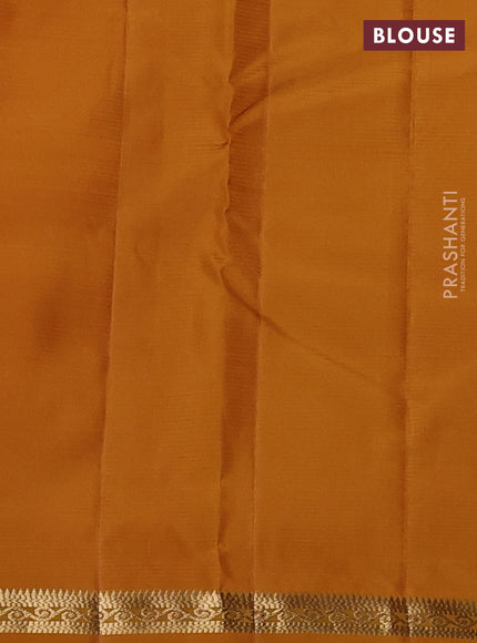 Pure kanchipuram silk saree mustard yellow with zari woven buttas and small zari woven border