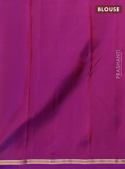Pure kanchipuram silk saree manthulier green and purple with zari woven buttas and zari woven simple border