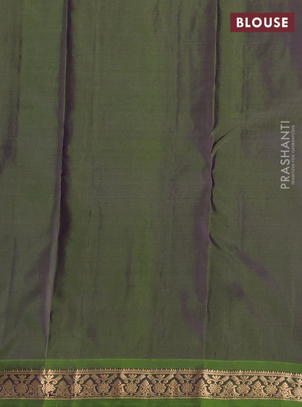 Pure kanchipuram silk saree purple and green with zari woven buttas and small zari woven border