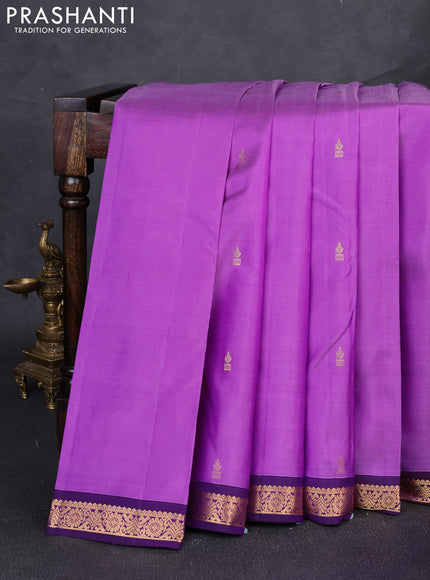 Pure kanchipuram silk saree lavender and purple with zari woven buttas and small zari woven border