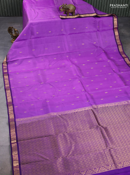 Pure kanchipuram silk saree lavender and purple with zari woven buttas and small zari woven border