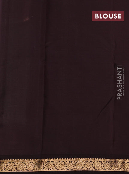 Pure kanchipuram silk saree green and coffee brown with zari woven buttas and small zari woven border