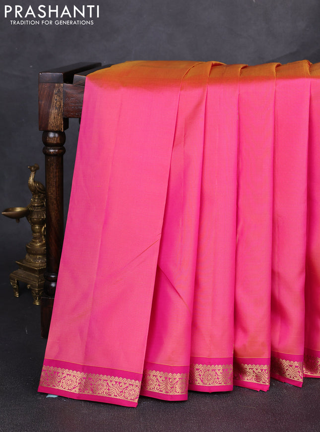 Pure kanchipuram silk saree pink with zari woven buttas and small zari woven border