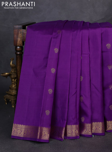 Pure kanchipuram silk saree purple with zari woven buttas and zari woven border