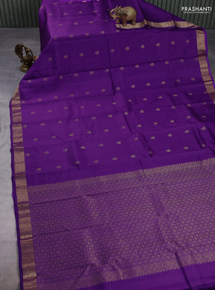 Pure kanchipuram silk saree purple with zari woven buttas and zari woven border