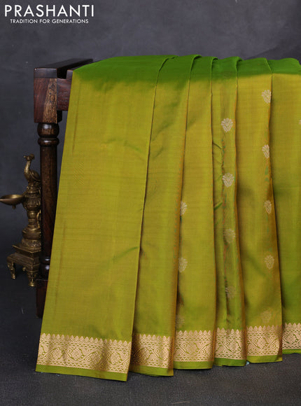 Pure kanchipuram silk saree light green with zari woven buttas and zari woven border