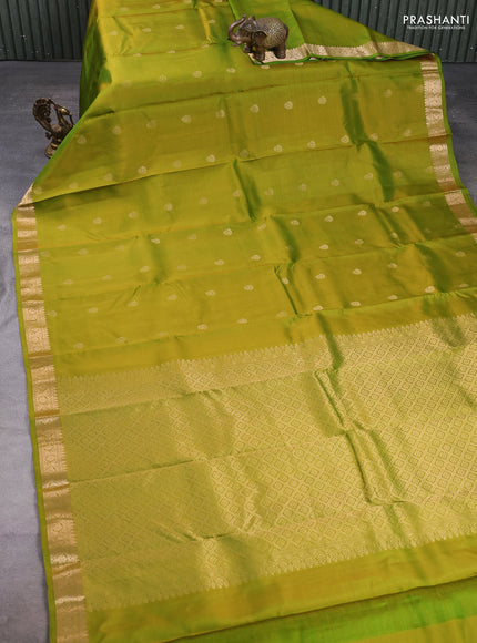 Pure kanchipuram silk saree light green with zari woven buttas and zari woven border