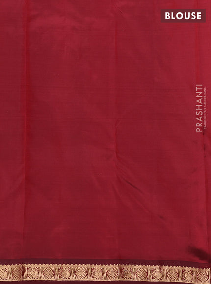 Pure kanchipuram silk saree rustic orange and maroon with allover zari woven buttas and small zari woven border