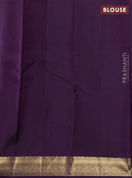Pure kanchipuram silk saree teal green and purple with allover silver & zari woven buttas and zari woven border