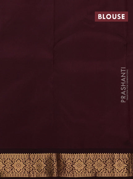 Pure kanchipuram silk saree olive green and coffee brown with zari woven buttas and zari woven border