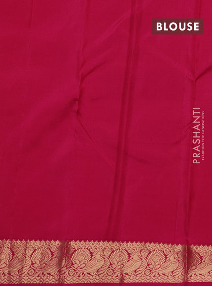 Pure kanchipuram silk saree sunset orange and pink with zari woven buttas and zari woven border