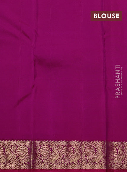 Pure kanchipuram silk saree dual shade of purple and pink with zari woven buttas and zari woven border