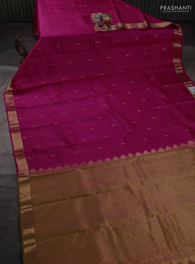 Pure kanchipuram silk saree pink and light green with zari woven buttas and zari woven border