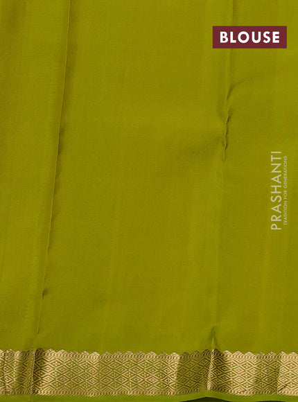 Pure kanchipuram silk saree purple and light green with zari woven buttas and zari woven border