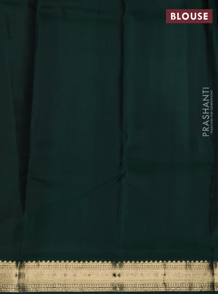 Pure kanchipuram silk saree red and bottle green with allover checks & zari woven buttas and zari woven border