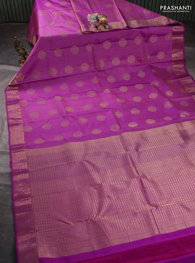 Pure kanchipuram silk saree pink with allover zari woven buttas and zari woven border