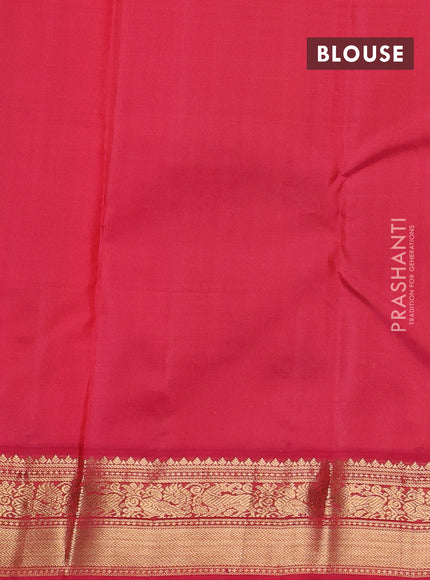 Pure kanchipuram silk saree coffee brown and peach pink with allover zari checks & buttas and zari woven border