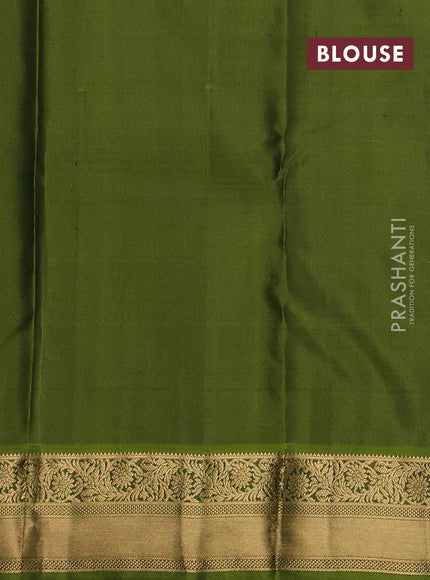 Pure kanchipuram silk saree green and light green with allover zari weaves & buttas and zari woven border