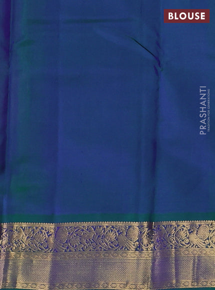 Pure kanchipuram silk saree purple and green with allover zari weaves & buttas and zari woven border