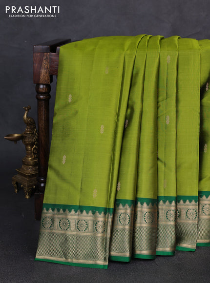 Pure kanchipuram silk saree light green and green with zari woven butttas and zari woven border