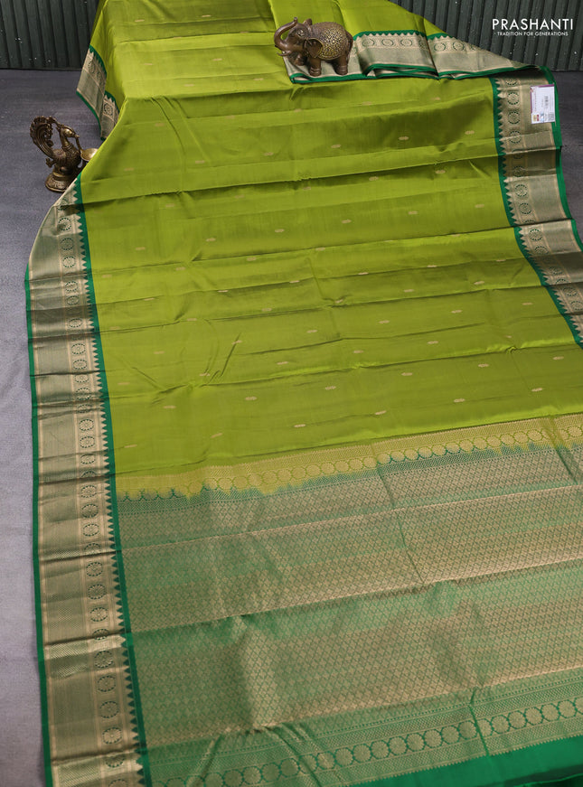 Pure kanchipuram silk saree light green and green with zari woven butttas and zari woven border