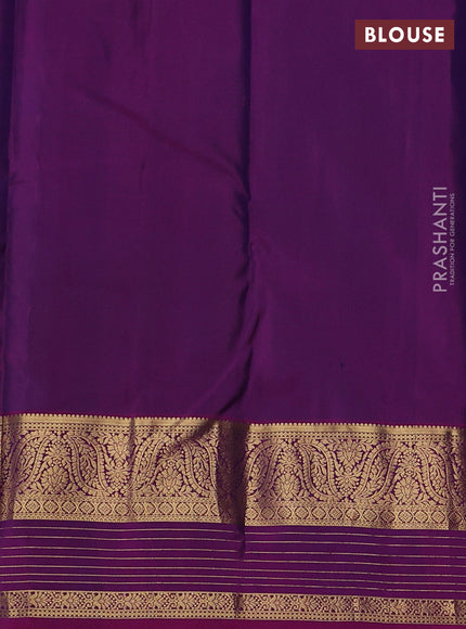 Pure kanchipuram silk saree peacock green and magenta pink with allover zari woven buttas and long zari woven korvai border