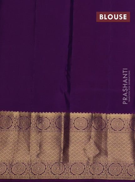 Pure kanchipuram silk saree dual shade of violet and purple with zari woven buttas and zari woven border