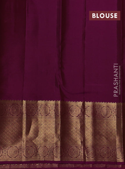 Pure kanchipuram silk saree mehendi green and magenta pink with zari woven buttas and zari woven border