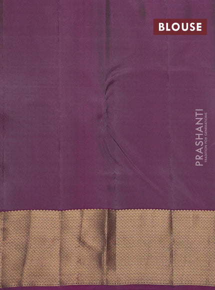 Pure kanchipuram silk saree bluish grey and pink with zari woven buttas and zari woven border