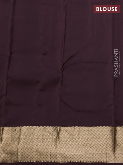 Pure kanchipuram silk saree rustic maroon and coffee brown with zari woven buttas and zari woven korvai border