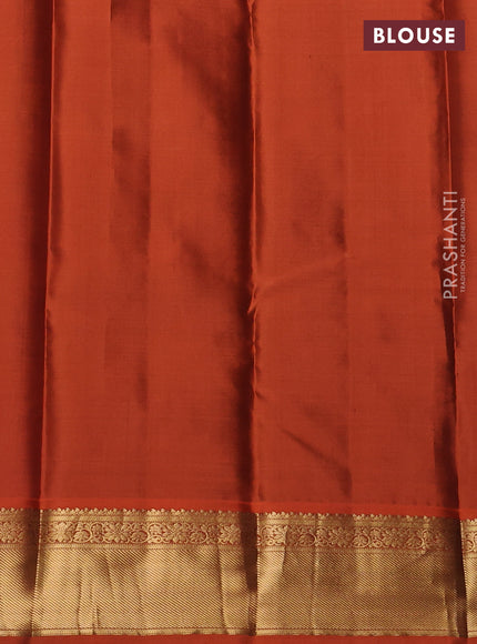 Pure kanchipuram silk saree violet and rust shade with zari woven buttas and zari woven border