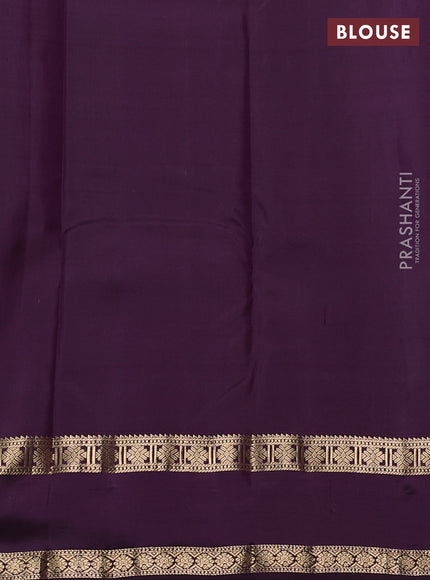 Pure kanchipuram silk saree purple and deep wine with zari woven buttas and rettapet zari woven border