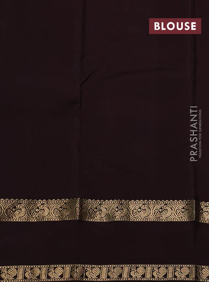 Pure kanchipuram silk saree peacock green and coffee brown with zari woven buttas and rettapet zari woven border