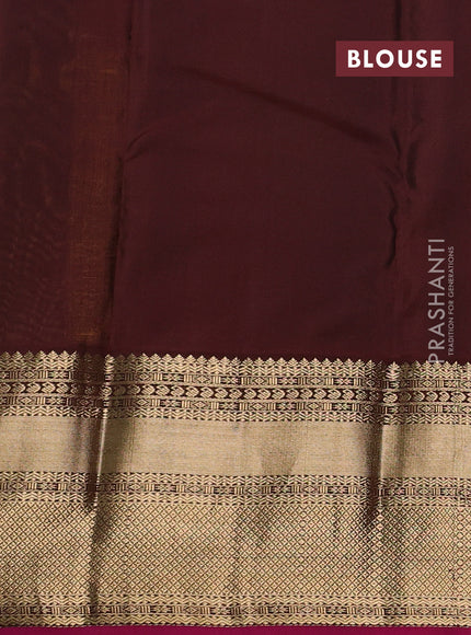 Pure kanchipuram silk saree yellow and magenta pink with allover small zari checked pattern and long zari woven korvai border