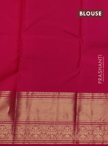 Pure kanchipuram silk saree dual shade of pinkish orange and pink with allover zari checks & buttas and zari woven border