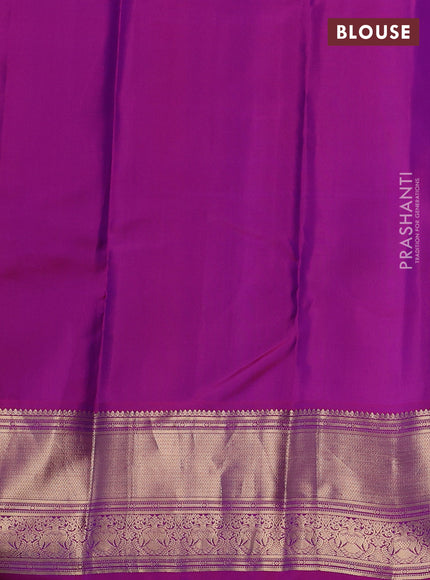 Pure kanchipuram silk saree royal blue and magenta pink with allover zari checks & buttas and zari woven border