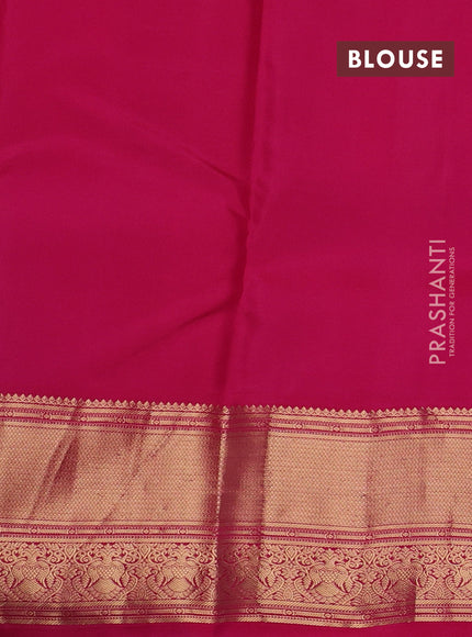 Pure kanchipuram silk saree purple and pink with allover zari checks & buttas and long zari woven border