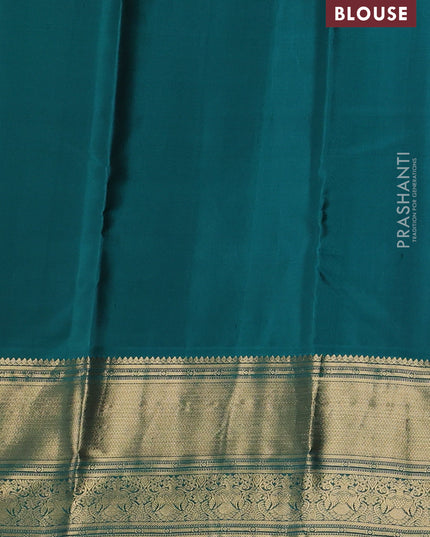 Pure kanchipuram silk saree coffee brown and green with allover zari checks & buttas and long zari woven border