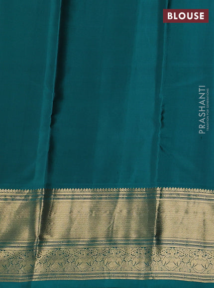 Pure kanchipuram silk saree coffee brown and green with allover zari checks & buttas and long zari woven border