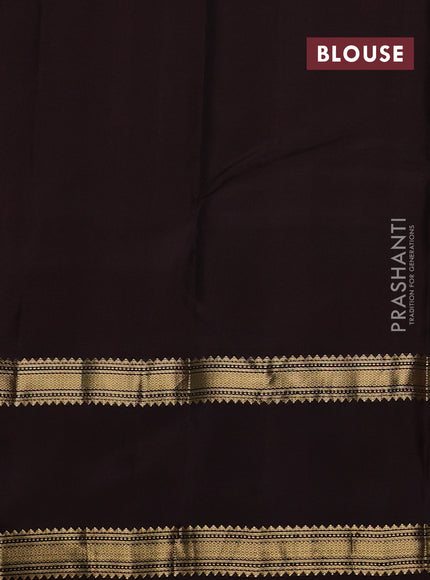 Pure kanchipuram silk saree rustic orange and coffee brown with allover zari checked pattern and rettapet zari woven border