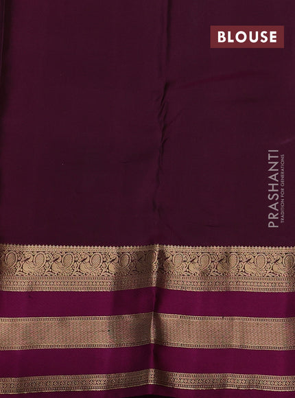 Pure kanchipuram silk saree grey and magenta pink with allover zari weaves & buttas and long zari woven border