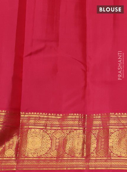 Pure kanchipuram silk saree coffee brown and peach pink with allover zari checks & buttas and long zari woven korvai border